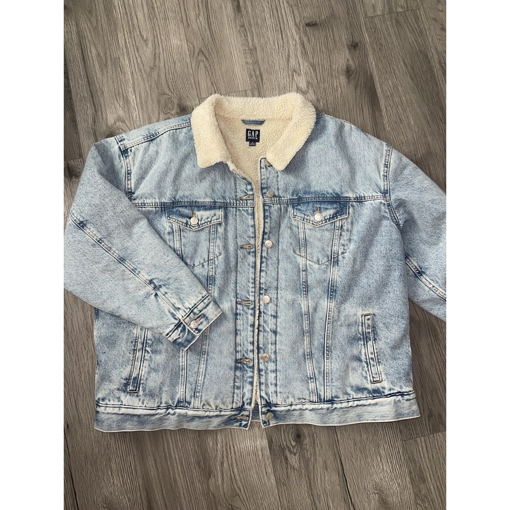 GAP Oversized‎ Sherpa-Lined Icon Denim Jacket Size XL Unisex - Vintage Vibes